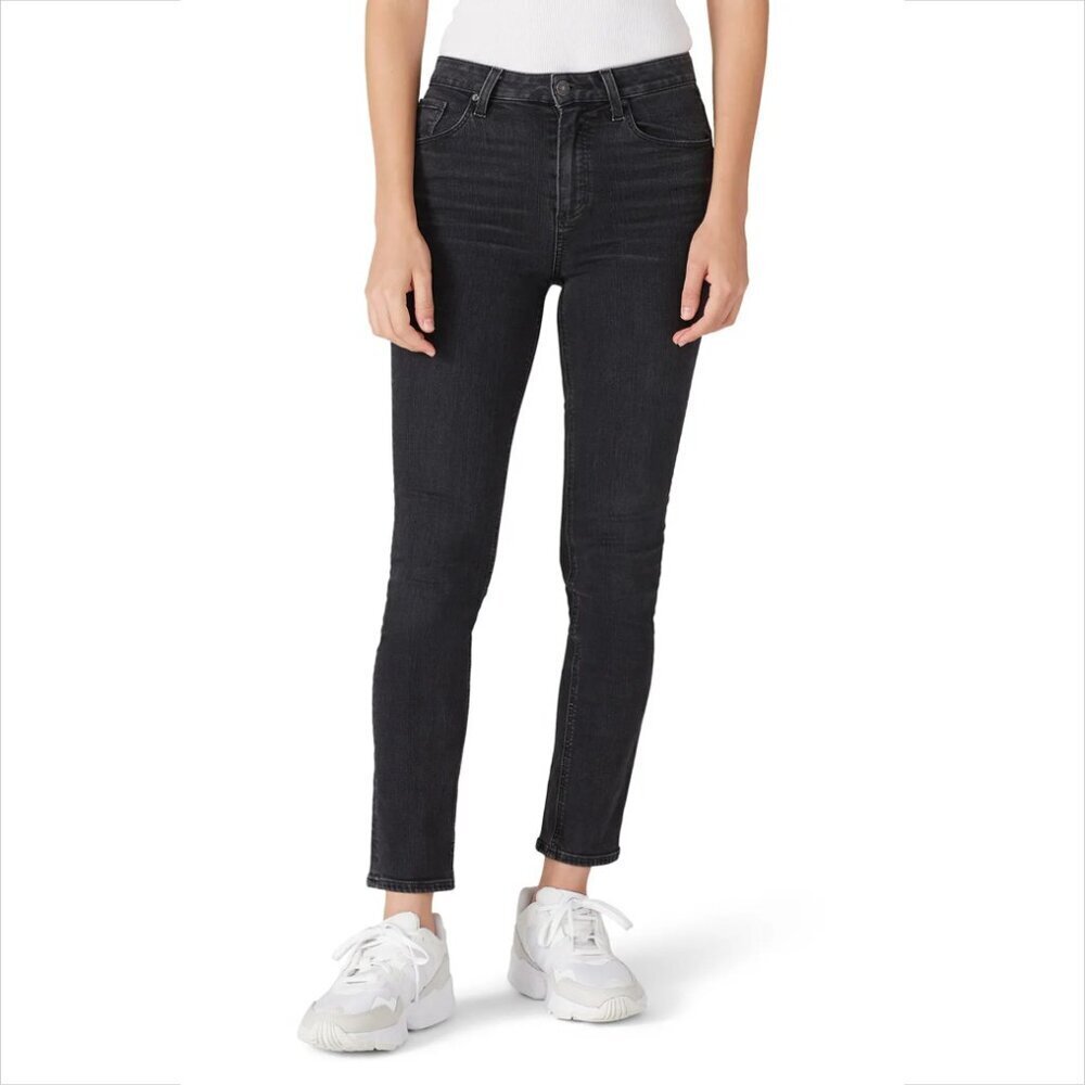 Paige Sarah slim straight jeans black high rise ankle women plus new 18W